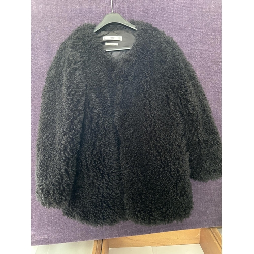 287 - MNG Casual Women's Black Faux Fur Jacket Size L (Unused)