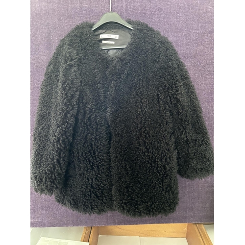 287 - MNG Casual Women's Black Faux Fur Jacket Size L (Unused)