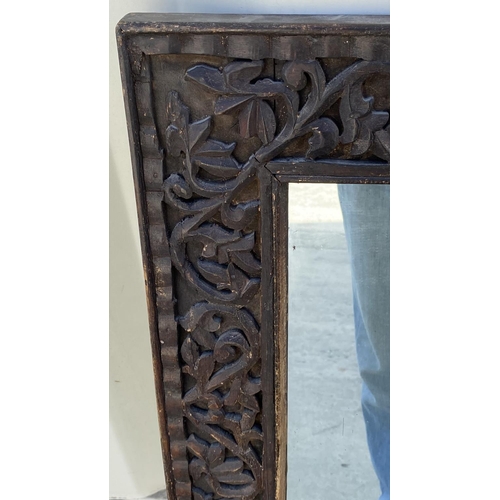 35 - Handmade Indian Carved Wood Mirror Frame in Rustic Colors (60 x 92cm)