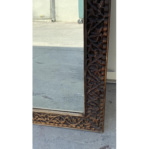 35 - Handmade Indian Carved Wood Mirror Frame in Rustic Colors (60 x 92cm)