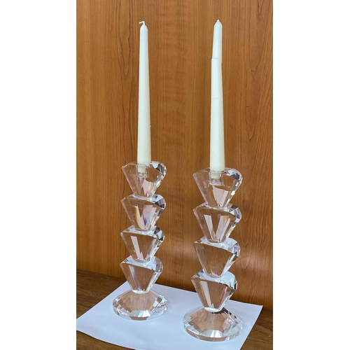 6 - Elegant Simon Design Heavy Crystal  Sparkle Candlesticks (27cm H./each)