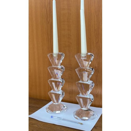 6 - Elegant Simon Design Heavy Crystal  Sparkle Candlesticks (27cm H./each)