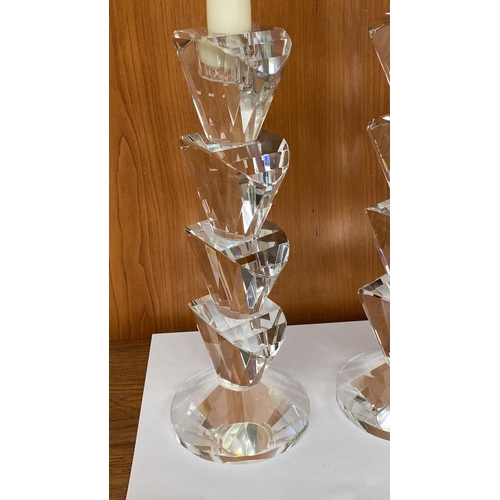 6 - Elegant Simon Design Heavy Crystal  Sparkle Candlesticks (27cm H./each)