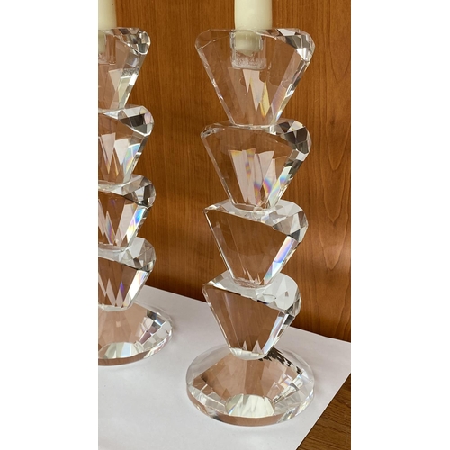 6 - Elegant Simon Design Heavy Crystal  Sparkle Candlesticks (27cm H./each)