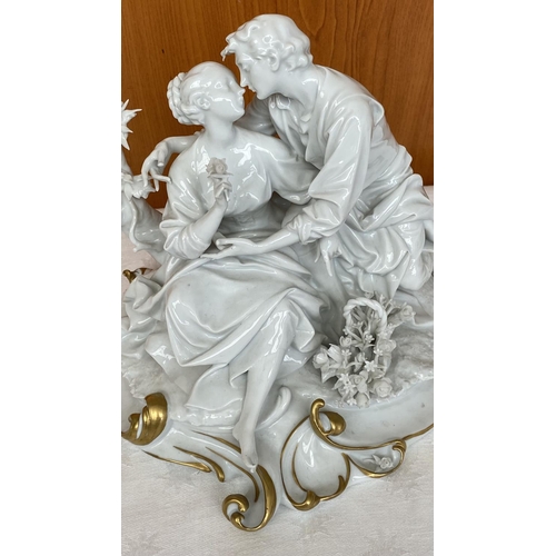 8 - Capodimonte Italian White Enameled Porcelain Depicting Loving Couple, Signed