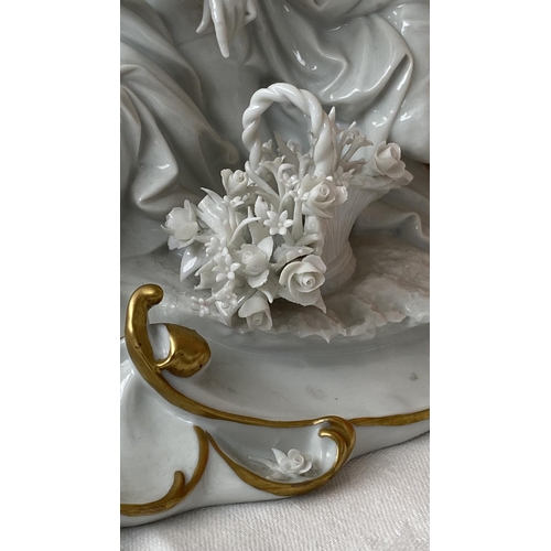 8 - Capodimonte Italian White Enameled Porcelain Depicting Loving Couple, Signed