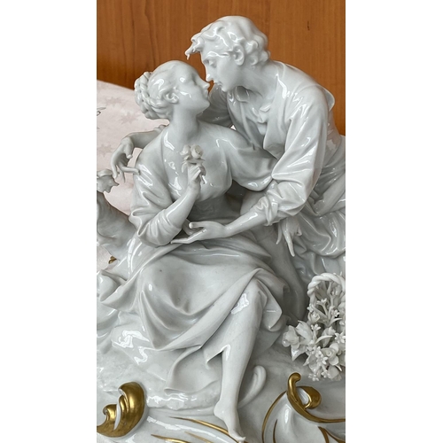 8 - Capodimonte Italian White Enameled Porcelain Depicting Loving Couple, Signed