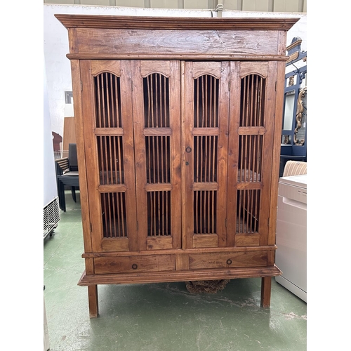 95 - Large Antique Style Prison Door Armoire Balinese Style Cabinet (129 W. x 67 D. x 179cm H.)