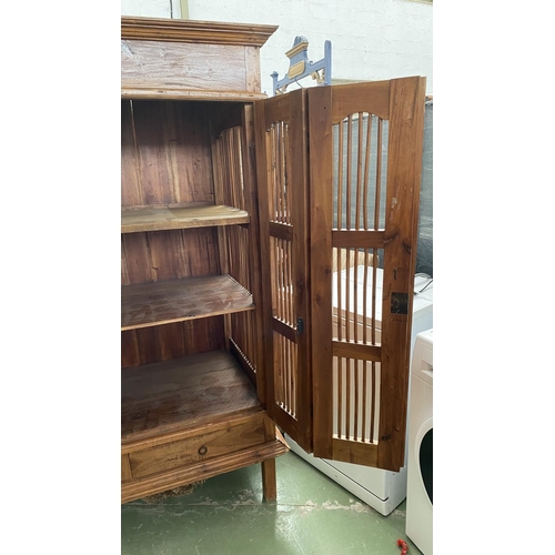 95 - Large Antique Style Prison Door Armoire Balinese Style Cabinet (129 W. x 67 D. x 179cm H.)