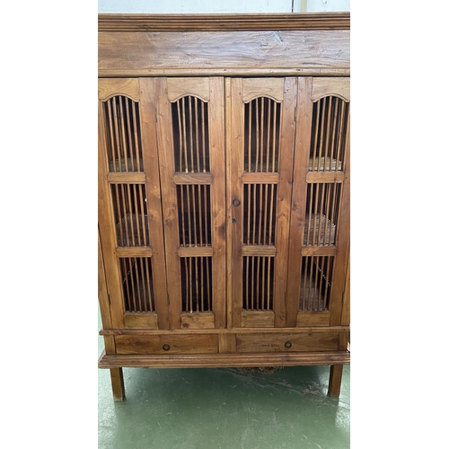 95 - Large Antique Style Prison Door Armoire Balinese Style Cabinet (129 W. x 67 D. x 179cm H.)