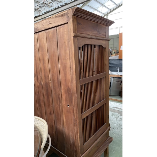 95 - Large Antique Style Prison Door Armoire Balinese Style Cabinet (129 W. x 67 D. x 179cm H.)