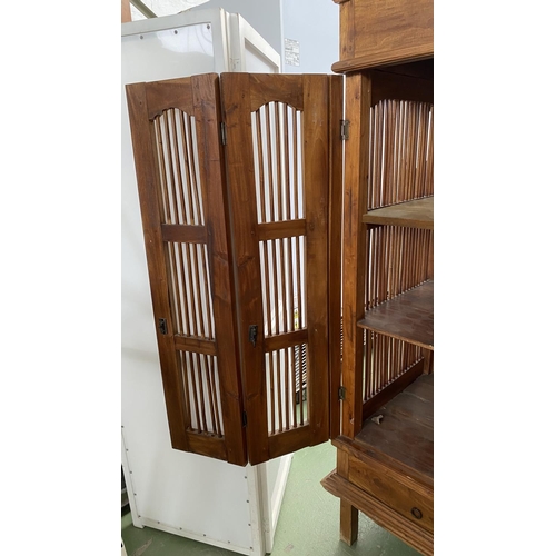 95 - Large Antique Style Prison Door Armoire Balinese Style Cabinet (129 W. x 67 D. x 179cm H.)