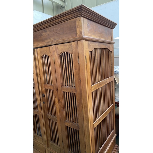 95 - Large Antique Style Prison Door Armoire Balinese Style Cabinet (129 W. x 67 D. x 179cm H.)