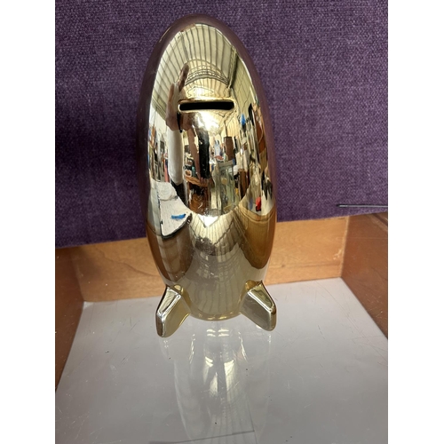 107 - Gold Color Ceramic 'Rocket' Money Box