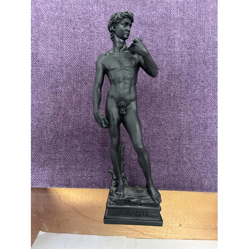 13 - Italian Cast Resin Covered with Fluorescent Varnish Statue of David Signed 'M. Viattiti' (30cm H.)