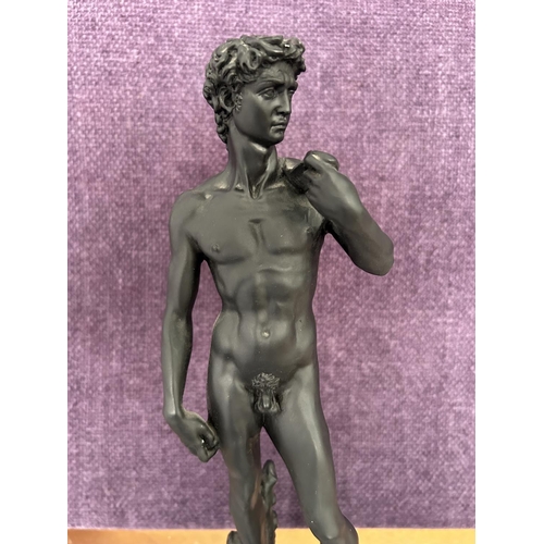 13 - Italian Cast Resin Covered with Fluorescent Varnish Statue of David Signed 'M. Viattiti' (30cm H.)