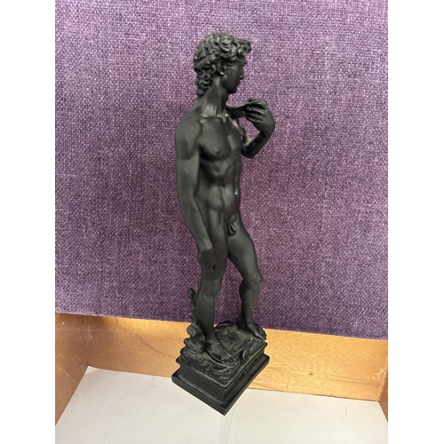 13 - Italian Cast Resin Covered with Fluorescent Varnish Statue of David Signed 'M. Viattiti' (30cm H.)