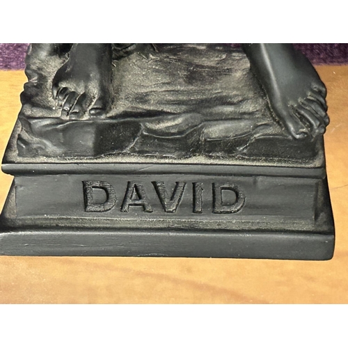 13 - Italian Cast Resin Covered with Fluorescent Varnish Statue of David Signed 'M. Viattiti' (30cm H.)