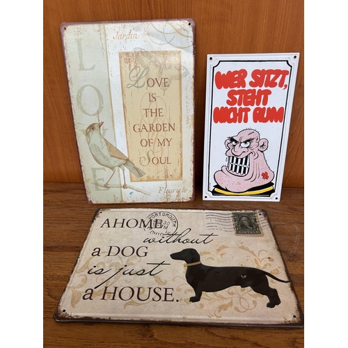 222 - x3 Antique Style Tin Signs