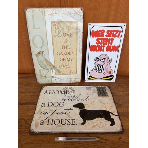 222 - x3 Antique Style Tin Signs