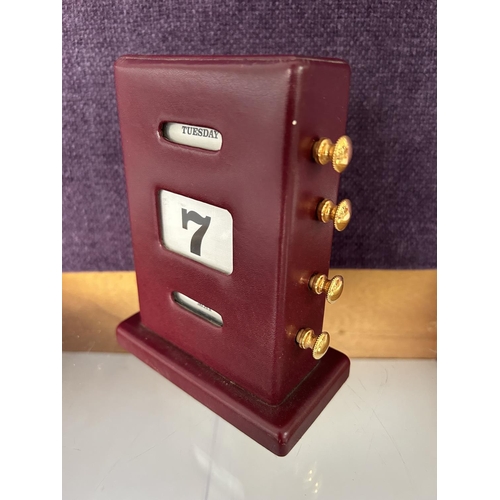 9 - Antique Style Desk Top Leather Perpetual Calendar