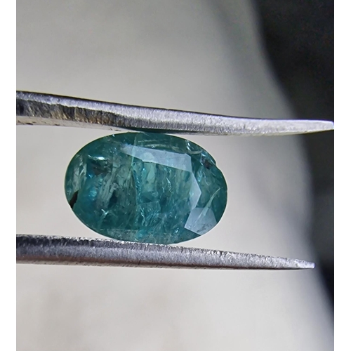 153 - Grandidierite Gemstone 1.19Ct, Oval Shape, Greenish Blue Color