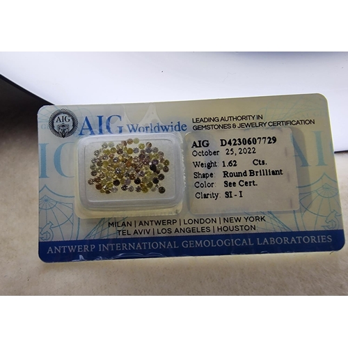 214 - x162 Pieces Natural Diamond 1.62Ct, Brilliant Round Shape, Light to Natural Fancy Mix Yellow-Orange-... 