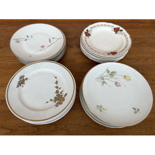 504 - Collection of 4 Different Sets (of 6/each) Porcelain Floral Dessert Plates