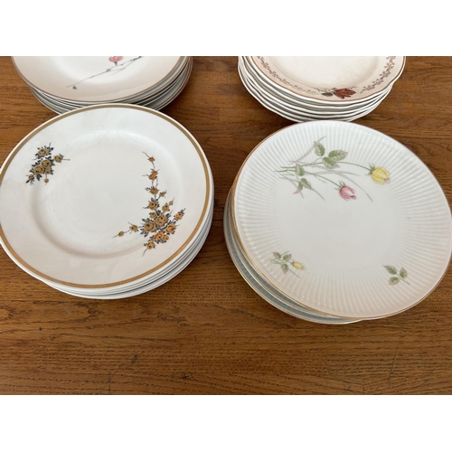 504 - Collection of 4 Different Sets (of 6/each) Porcelain Floral Dessert Plates