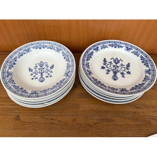 540 - x12 Vintage German Blue & White Porcelain Plates (X1 Chipped)