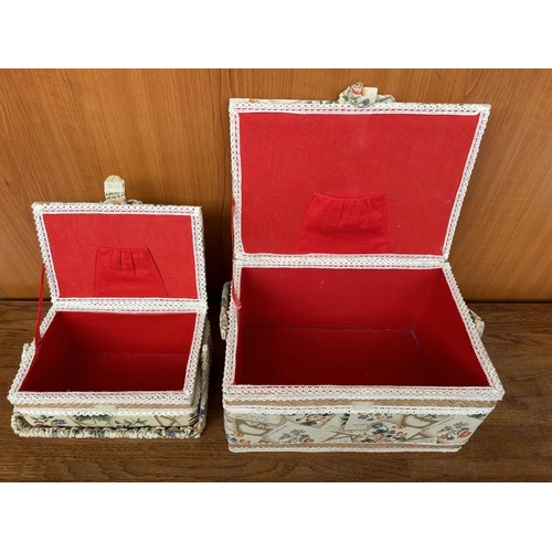 37 - x2  Sewing  Boxes in Vintage Fabrics and Lace