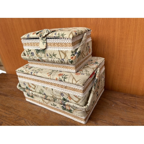 37 - x2  Sewing  Boxes in Vintage Fabrics and Lace