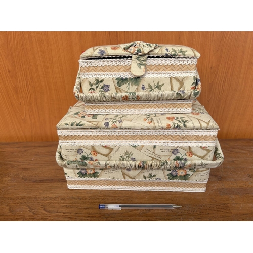 37 - x2  Sewing  Boxes in Vintage Fabrics and Lace