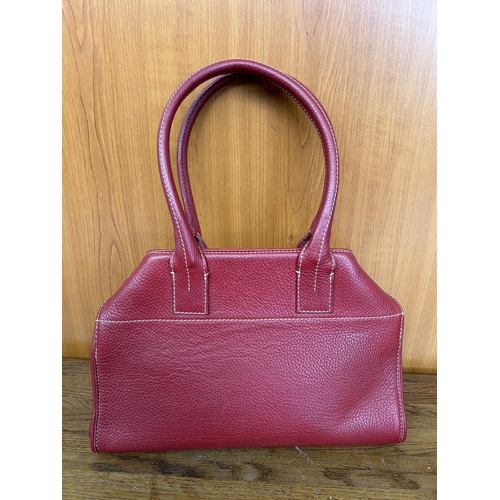 489 - Red Tod's Leather Bag With Silver-Tone Hardware,Origami Style Flap with Protective Feed at Base and ... 