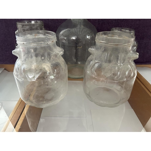 521 - Collection of 4 Vintage Glass Jars and Wine Bottle