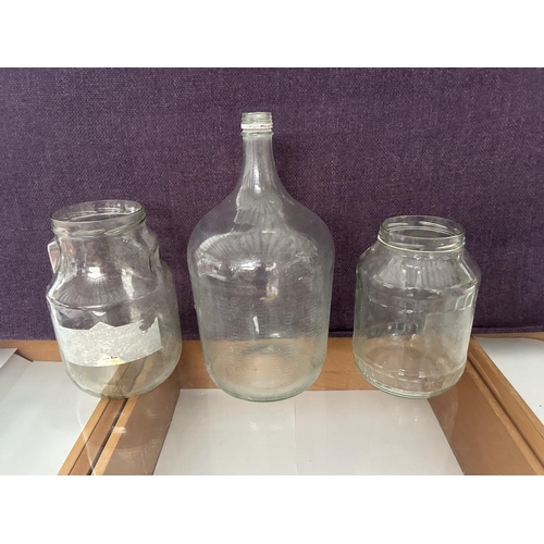 521 - Collection of 4 Vintage Glass Jars and Wine Bottle