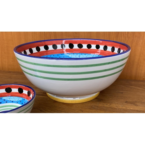 523 - Grazia Deruta Italy Large Ceramic Hand Painted Serving Bowl and 4 Small Bowls Signed Herman Foeglin