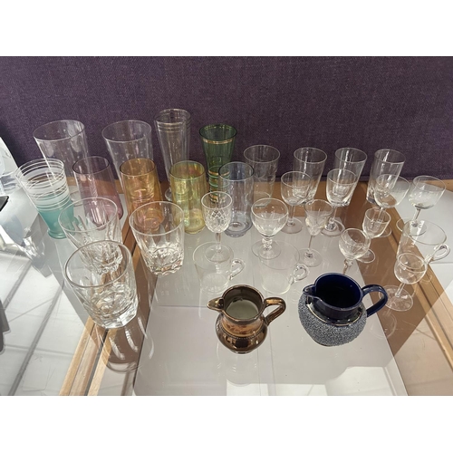 524 - Collection of 29 Assorted Vintage Glasses Together with 2 English Creamers 19th Century