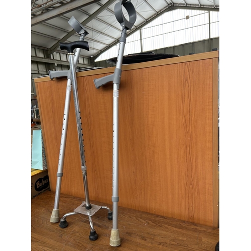 531 - Set of Coopers Lightweight Aluminium Height Adjustable Crutches and Walking Aid