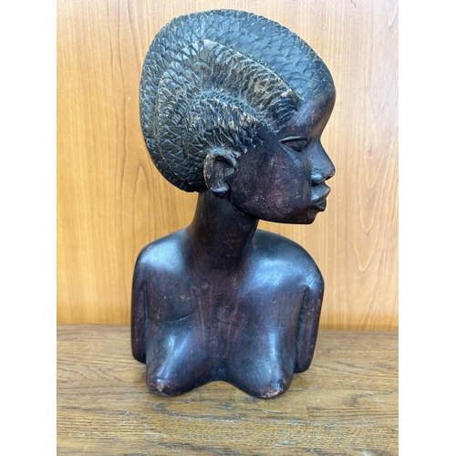 533 - Vintage Carved Wood African Woman Bust (28cm H.)