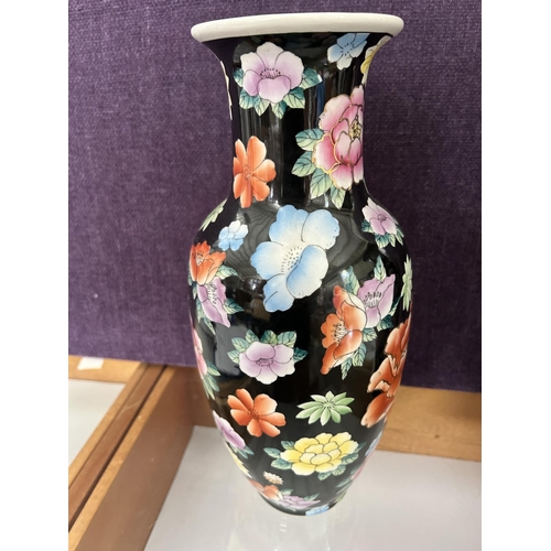 553 - x2 Vintage Oriental Geisha/Floral Vases (36cm H./each)