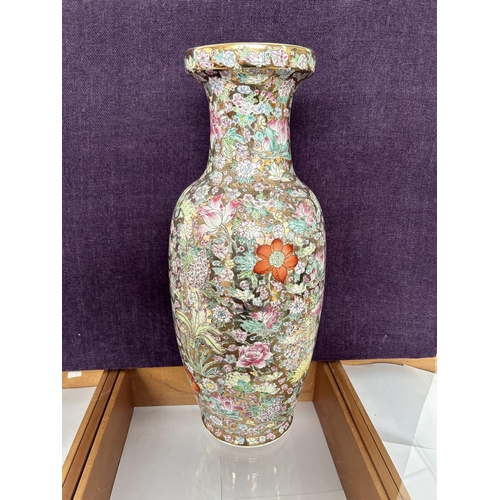 554 - Very Large Vintage Chinese Famille Rose Mille Fleurs Floral Vase (62cm H.)