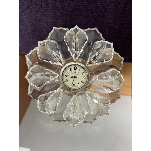 570 - ASFOUR Crystal Desk Top Clock Together with Virgin Mary Cast Resin Bust