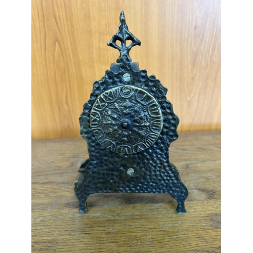 571 - Vintage Embossed Cast Iron Table Clock