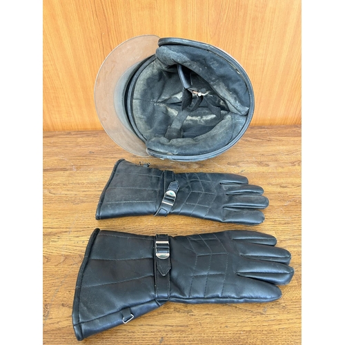 603 - Vintage Bieffe Motorbike Helmet Size XL and Gloves