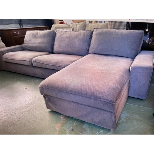 614 - Large 'Ikea' 4-Seat Brown/Grey Sofa with Chaise Longue (320 W. x 165cm D.)