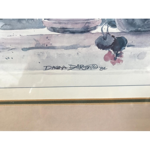 617 - Framed Print of 'Dawna Darton'84' Watercolour Painting (78 x 45cm) - Taken Back on 7/10/2024