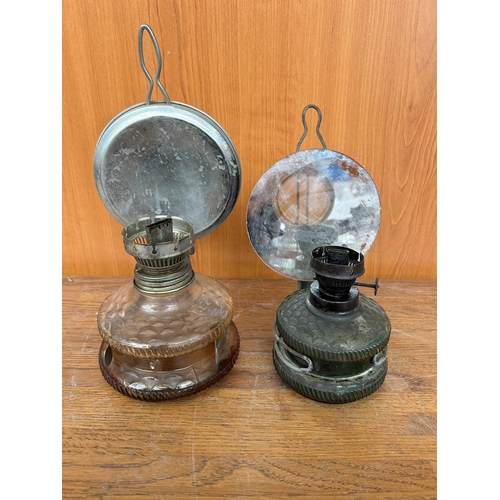 668 - x2 Small Vintage Kerosene Storm Lamps (No Glass Shade)