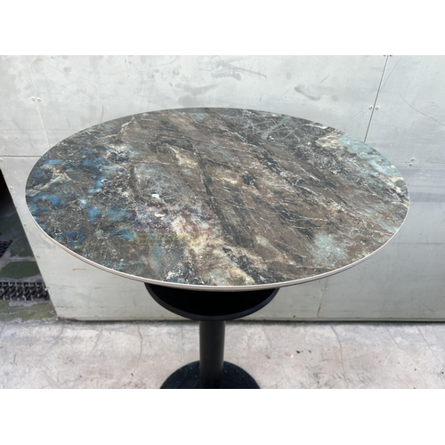 294A - Metal Marble Like Top Circular 2-Tier High Table (70cm Diameter, 102cm H.)