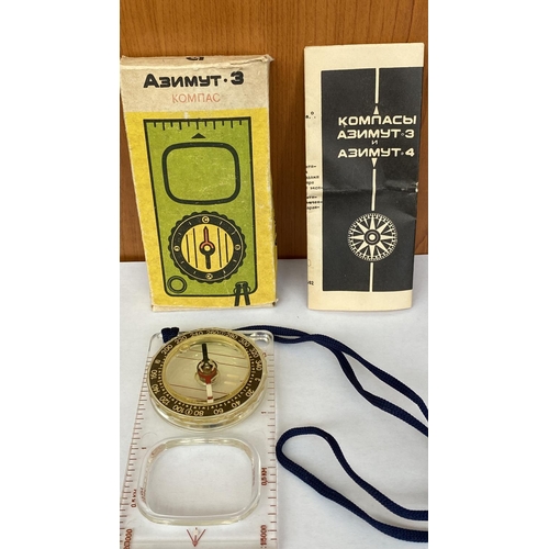 256 - Vintage Russian Compass in Original Box (Unused)